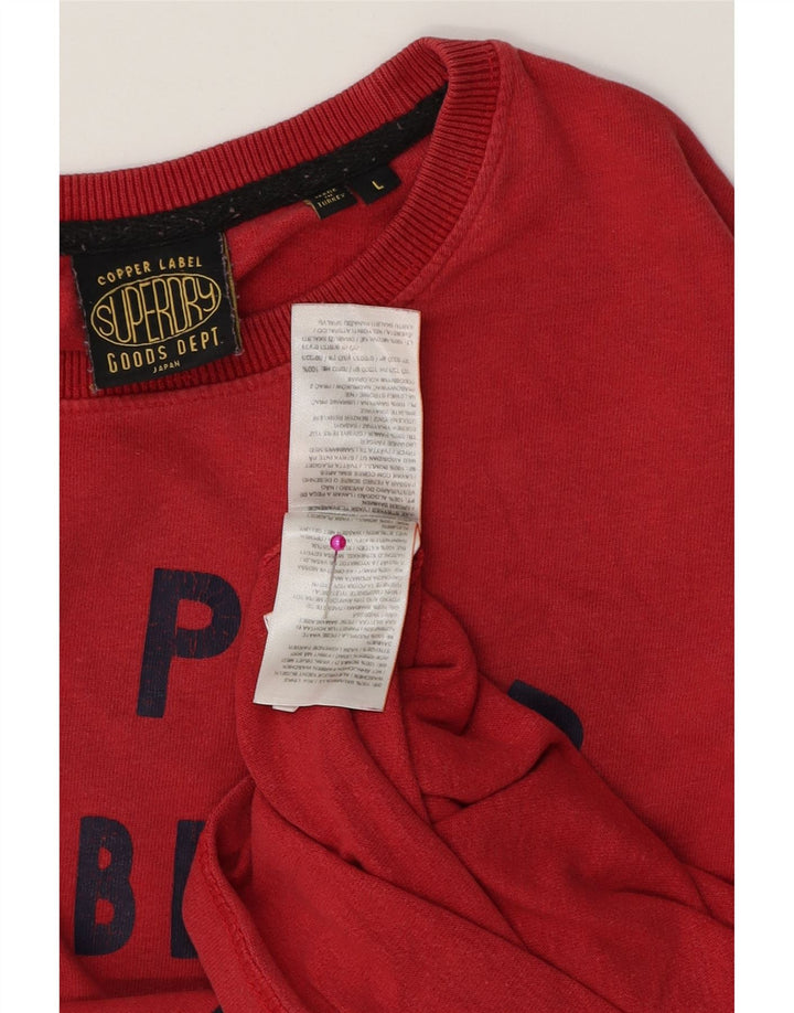 SUPERDRY Homme T-Shirt Graphique Haut Large Rouge Coton
