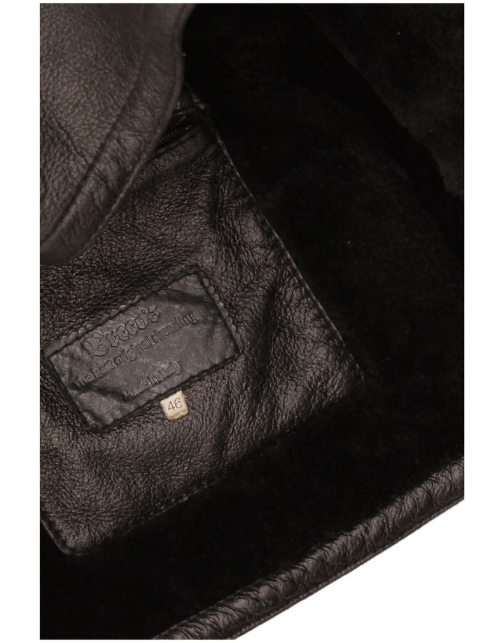 veste en peau de mouton homme vintage IT 46 Petite peau de mouton noire