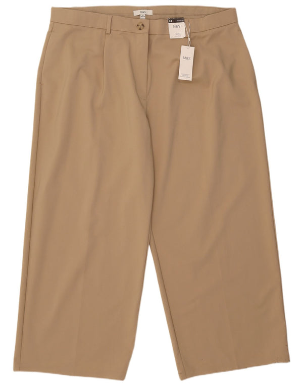 Marks & Spencer Pantalon chino taille haute pour femme UK 24 4XL W44 L28 Beige