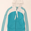 Adidas Pull à capuche zippé pour femme UK 12 Polyester color block blanc moyen