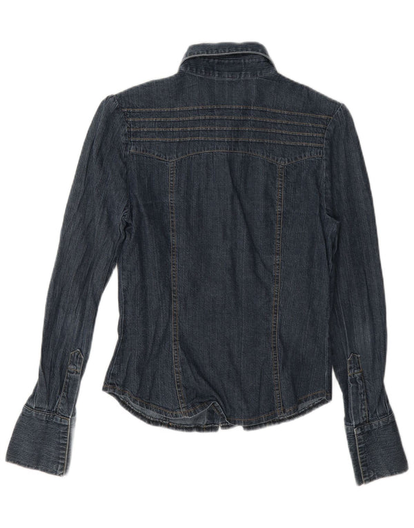 Oasis Chemise en jean pour femme UK 8 Small Bleu marine Coton