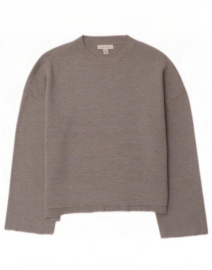 Topshop Femme Haut Oversize Manches 3/4 UK 10 Petit Gris
