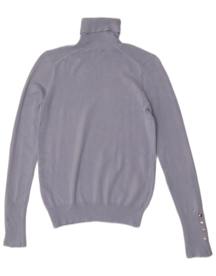 Zara Pull col roulé pour femme UK 10 Small Bleu Viscose