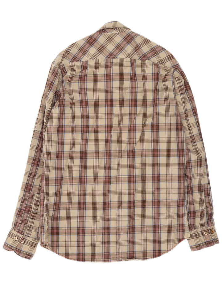 Marlboro Classics Chemise Homme Grand Carreau Marron Coton