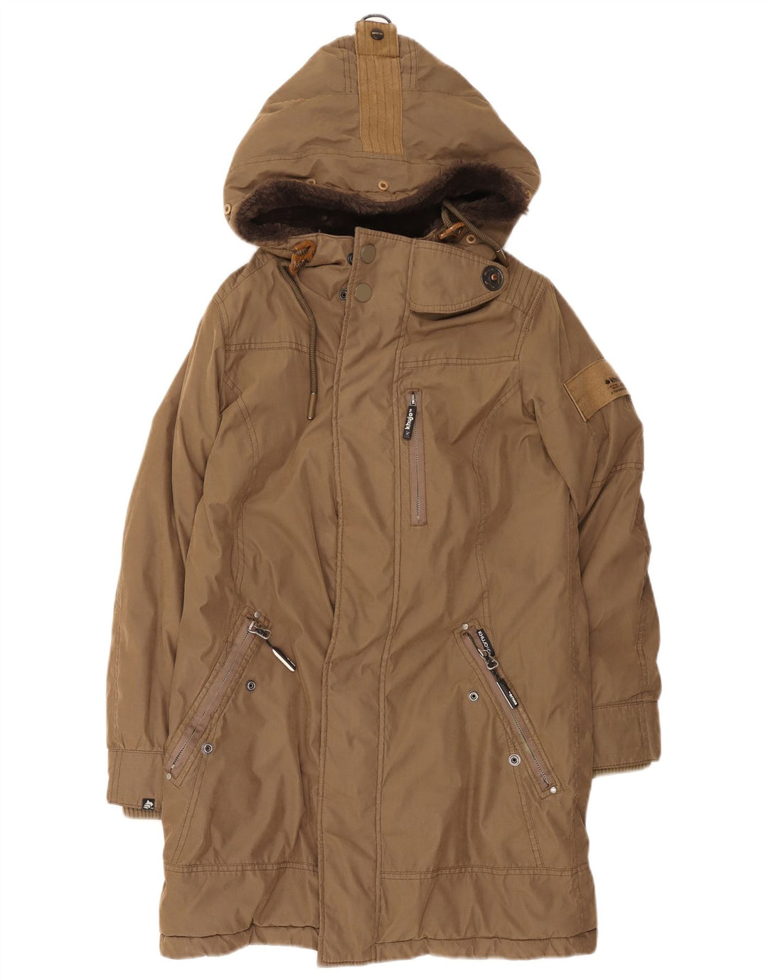 KHUJO Parka à capuche pour homme UK 36 Petit Marron Polyester