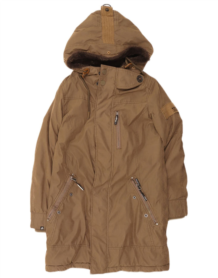 KHUJO Parka à capuche pour homme UK 36 Petit Marron Polyester