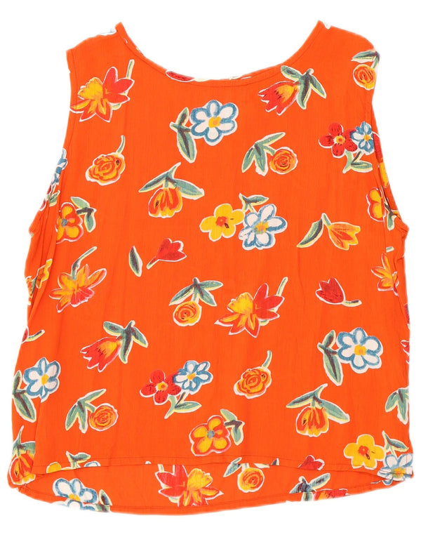 Amaranto Débardeur Femme UK 14 Grande Viscose Florale Orange