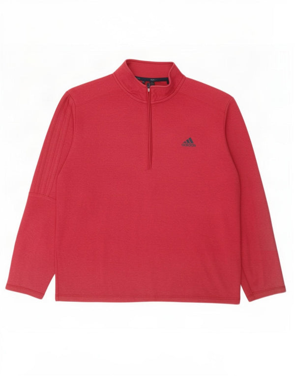 Adidas Haut surdimensionné à manches longues et col zippé pour femme UK 16 Grand coton rose