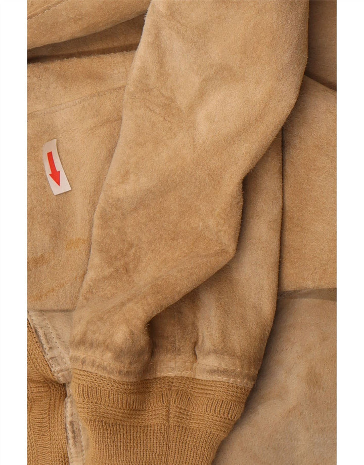 veste bomber en daim femme vintage IT 48 XL Beige