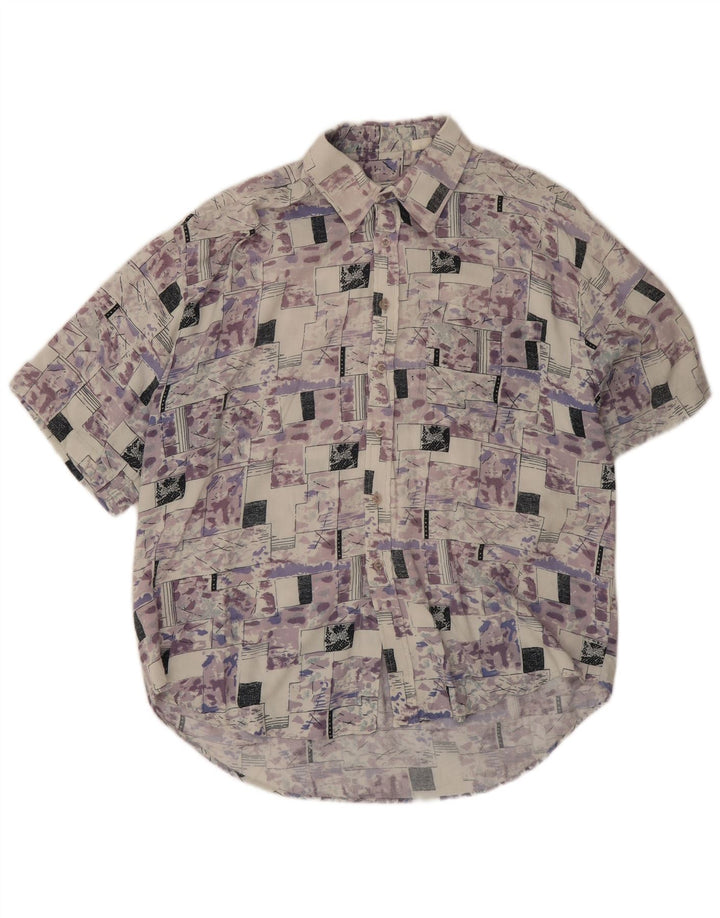Burcardi Chemise à Manches Courtes Homme Large Multicolore Géométrique