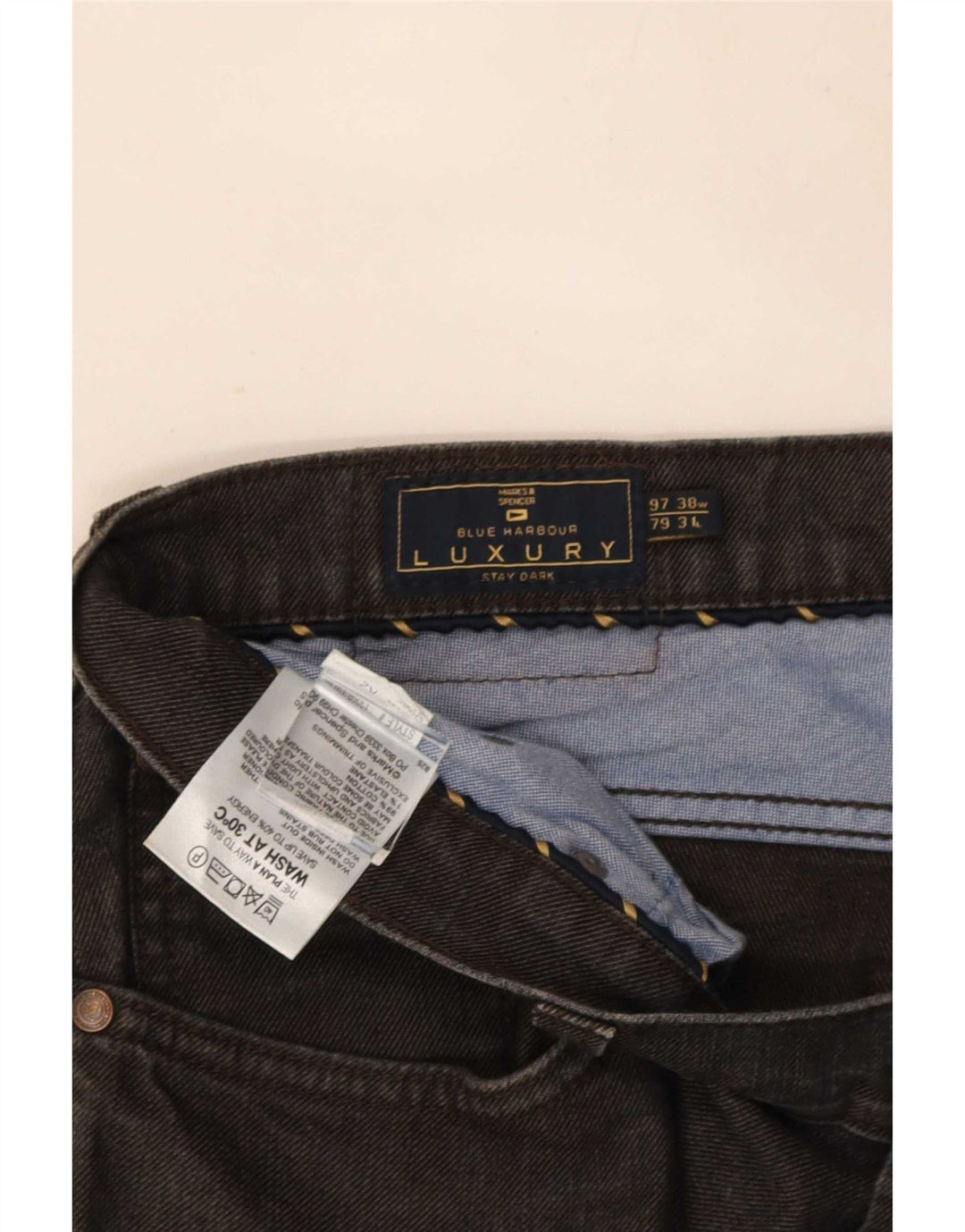 Marks & Spencer Jean droit Blue Harbor homme W38 L31 coton noir
