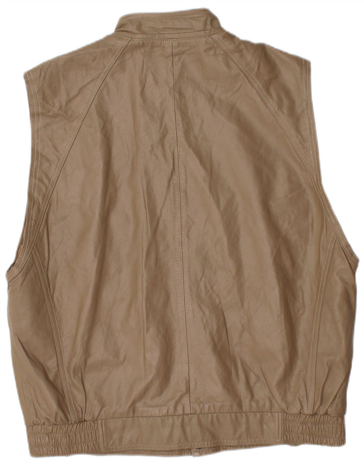 VINTAGE Gilet en cuir homme UK 40 Large Marron