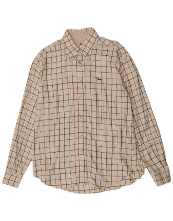 Harmont & Blaine Chemise Homme 2XL Coton à Carreaux Blanc Cassé