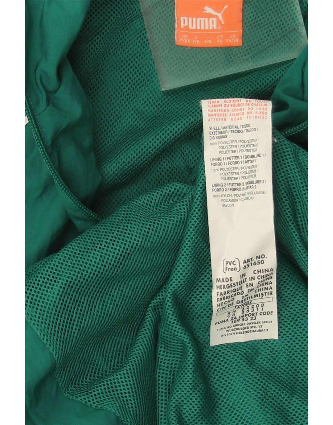 Puma Veste de Survêtement Garçon 15-16 ans Vert Polyester
