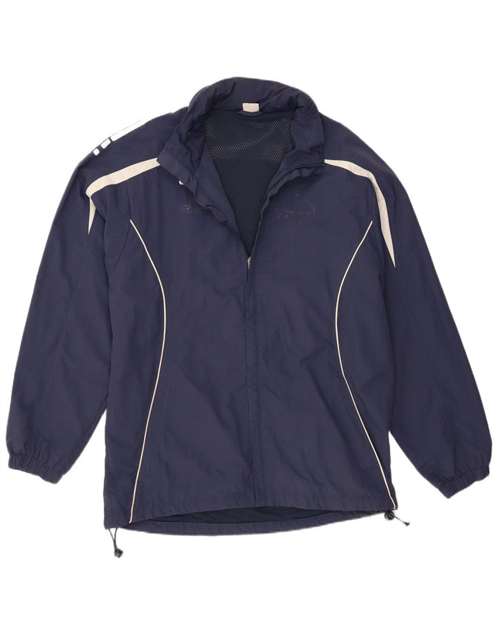 Asics Veste de pluie à capuche pour homme UK 40 Large Bleu marine Colorblock Nylon