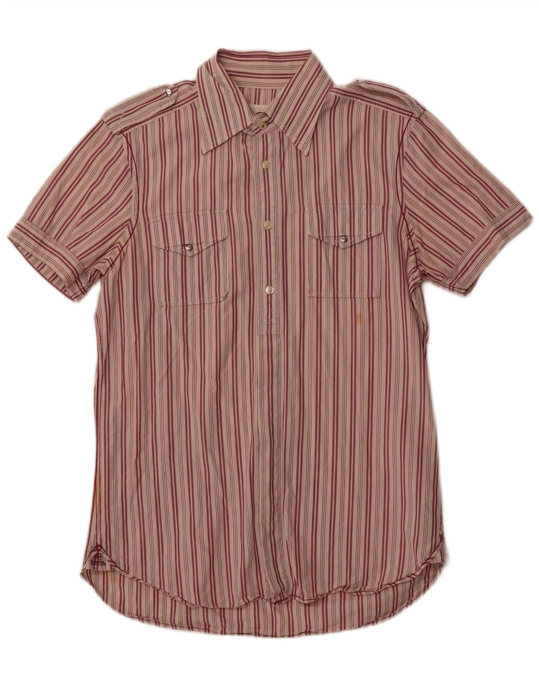 Chemise à Manches Courtes Homme Diesel Coton Rayé Rouge Moyen