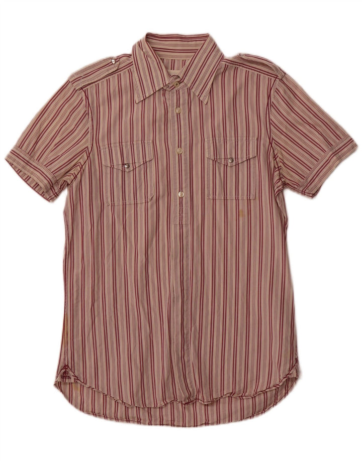 Chemise à Manches Courtes Homme Diesel Coton Rayé Rouge Moyen