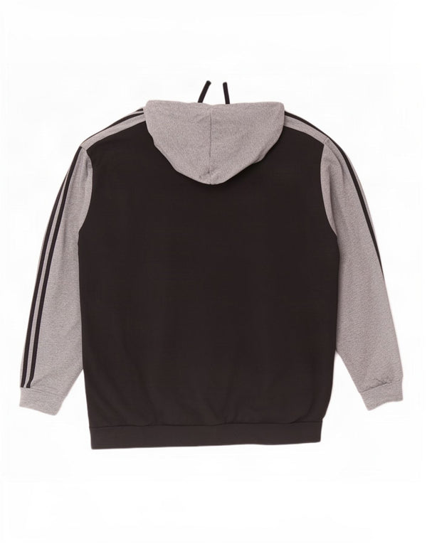 Adidas Pull à capuche zippé pour homme 4XL en coton color block noir
