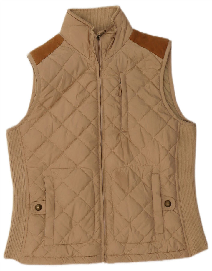 RALPH LAUREN Gilet matelassé pour femme UK 14 Polyester color block beige moyen