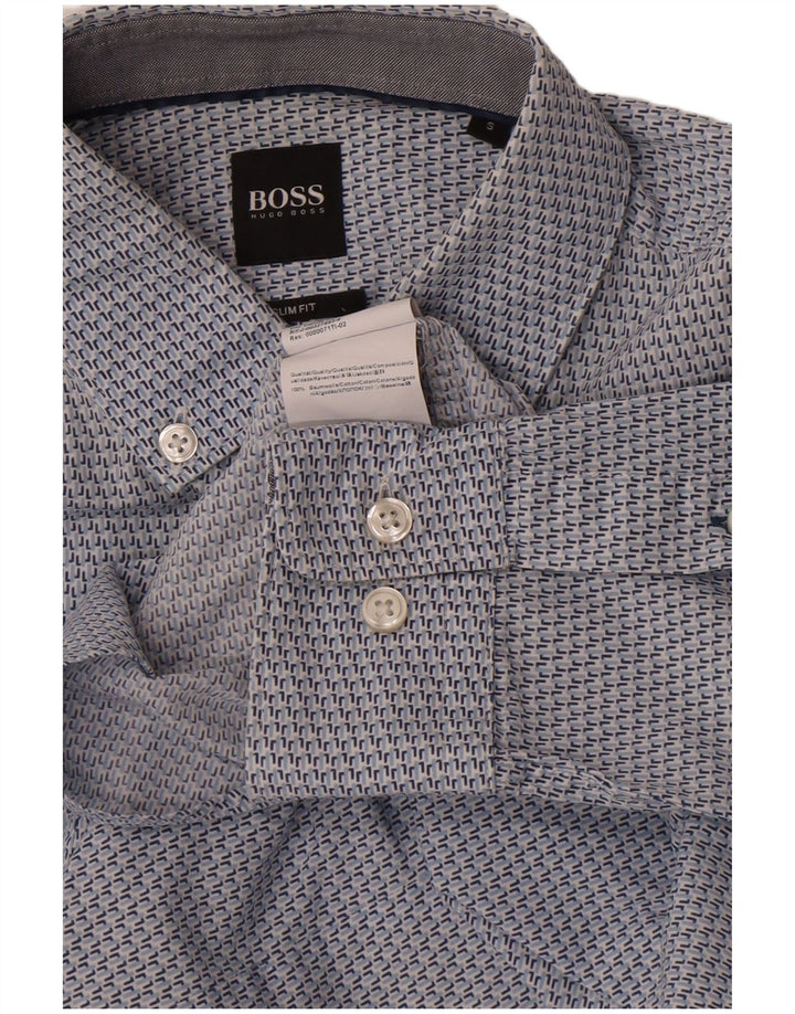 HUGO BOSS Chemise Slim Fit à motif abstrait en coton bleu petit