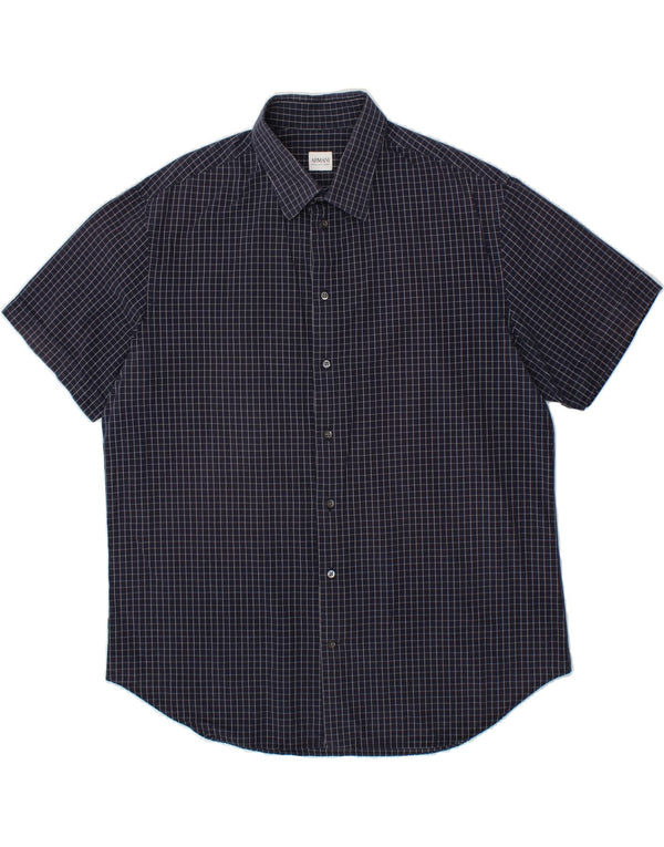 ARMANI COLLEZIONI Chemise à manches courtes pour homme Taille 45/18 2XL Bleu marine