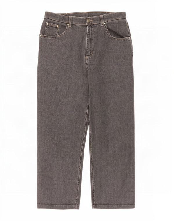 Marks & Spencer Womens Cropped Jeans UK 14 Medium W30 L25 Grey Cotton