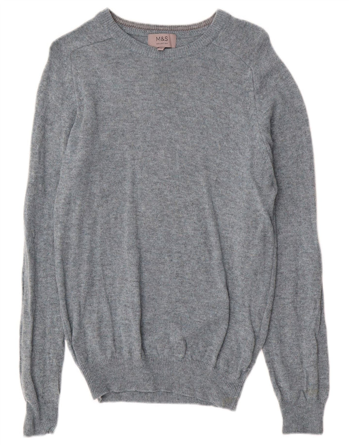 Marks & Spencer Pull col bateau pour homme en laine d'agneau mouchetée bleue Taille S