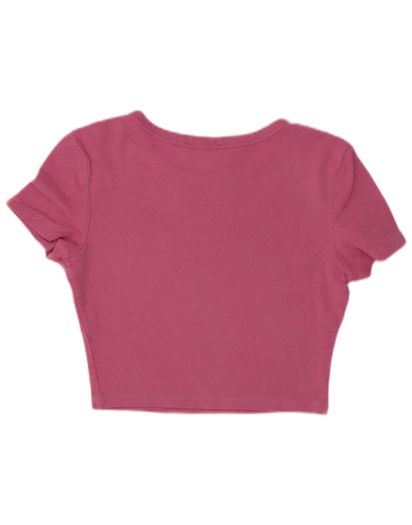 Zara Womens Crop T-Shirt Top UK 8 Petit Rose Coton
