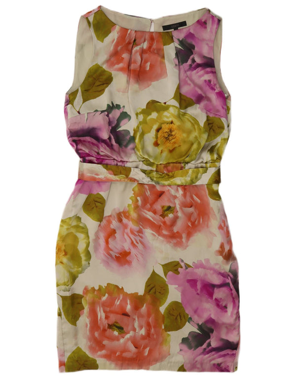 Coast Robe fourreau sans manches pour femme UK 42 en soie florale multicolore moyenne