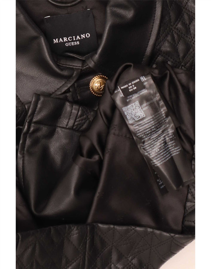 Guess Veste courte en simili cuir pour femme US 2 XS Noir Polyéthylène