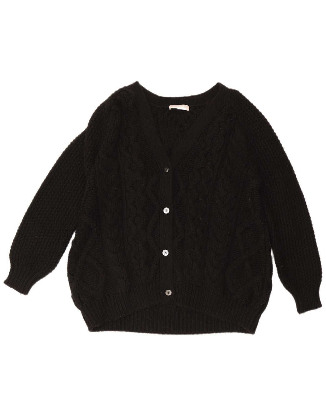 Stefanel Cardigan Femme Pull UK 14 Laine Noir Moyen