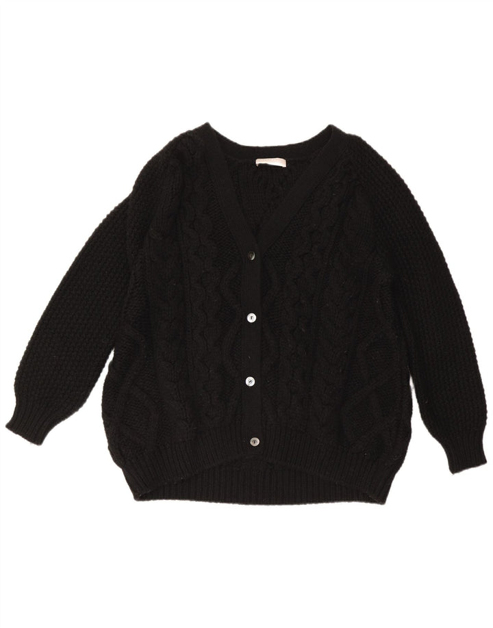 Stefanel Cardigan Femme Pull UK 14 Laine Noir Moyen