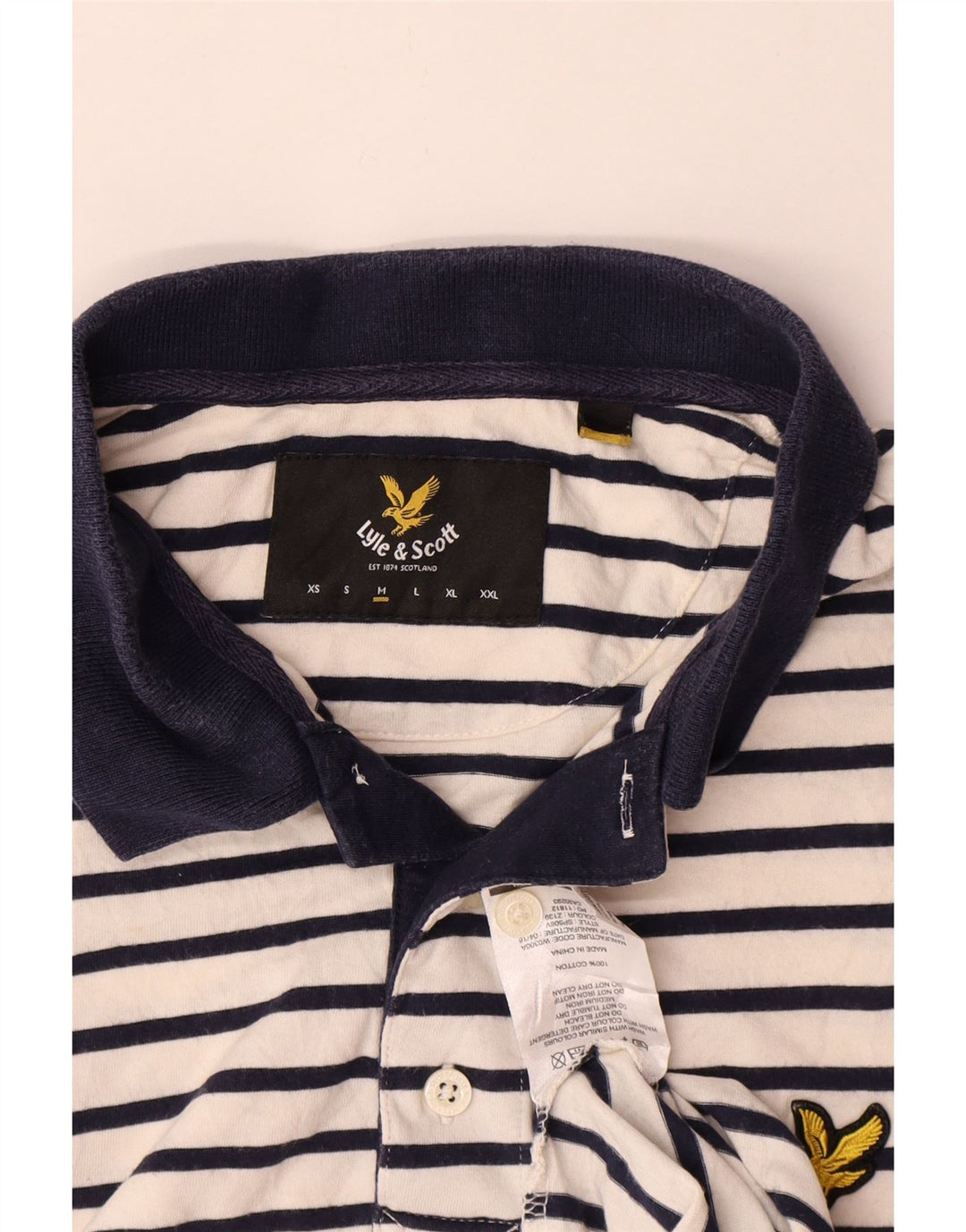 Lyle & Scott Polo Rugby Homme Coton Rayé Blanc Moyen
