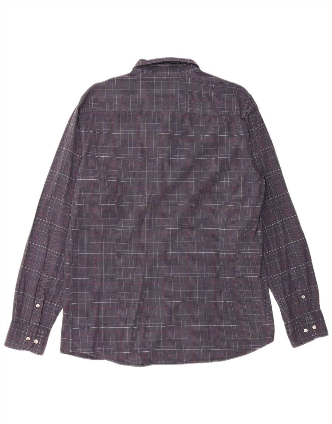 MASSIMO DUTTI Chemise Homme XL Bleu Marine Pied de Poule Coton