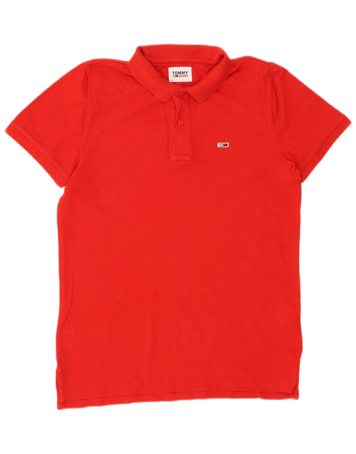 TOMMY HILFIGER Mens Polo Shirt Medium Red Cotton