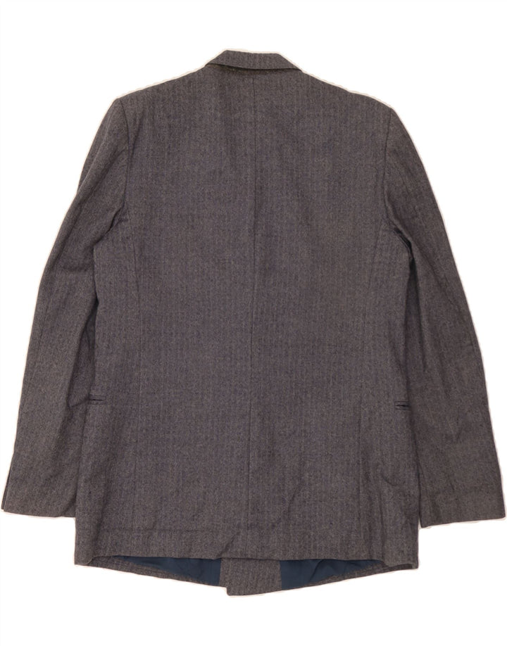 VINTAGE Mens Blazer Jacket UK 40 Large Navy Blue Herringbone Vintage Vintage and Second-Hand Vintage from Messina Hembry 