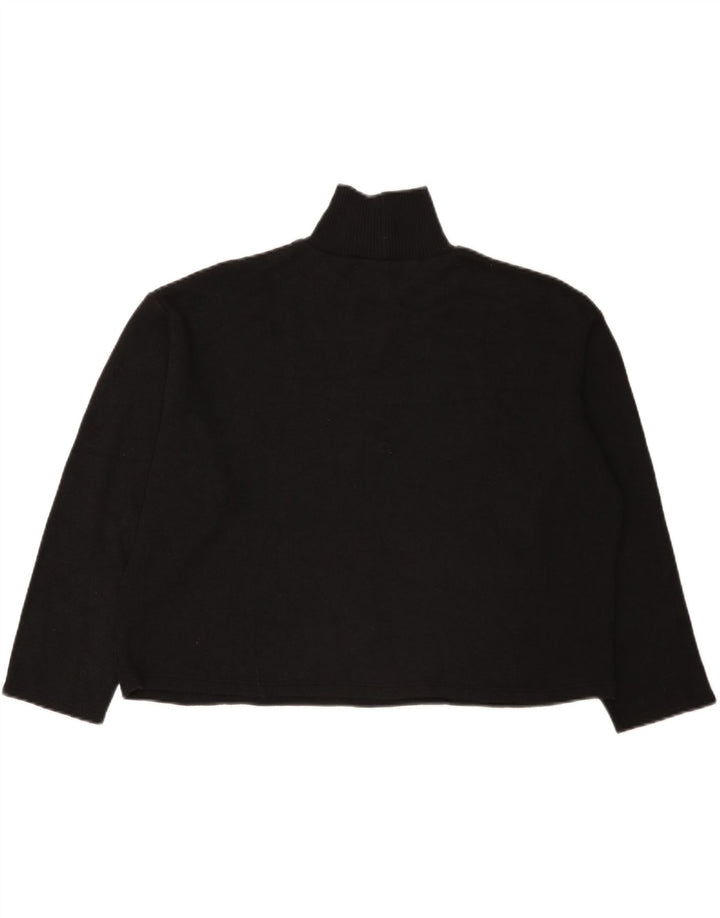 Zara Pull court surdimensionné à col roulé pour femme UK 14 Large Noir