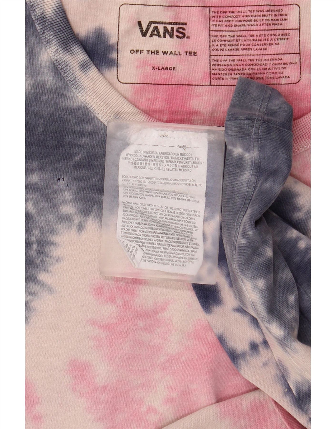 VANS T-Shirt Homme Top XL Rose Tie Dye Coton