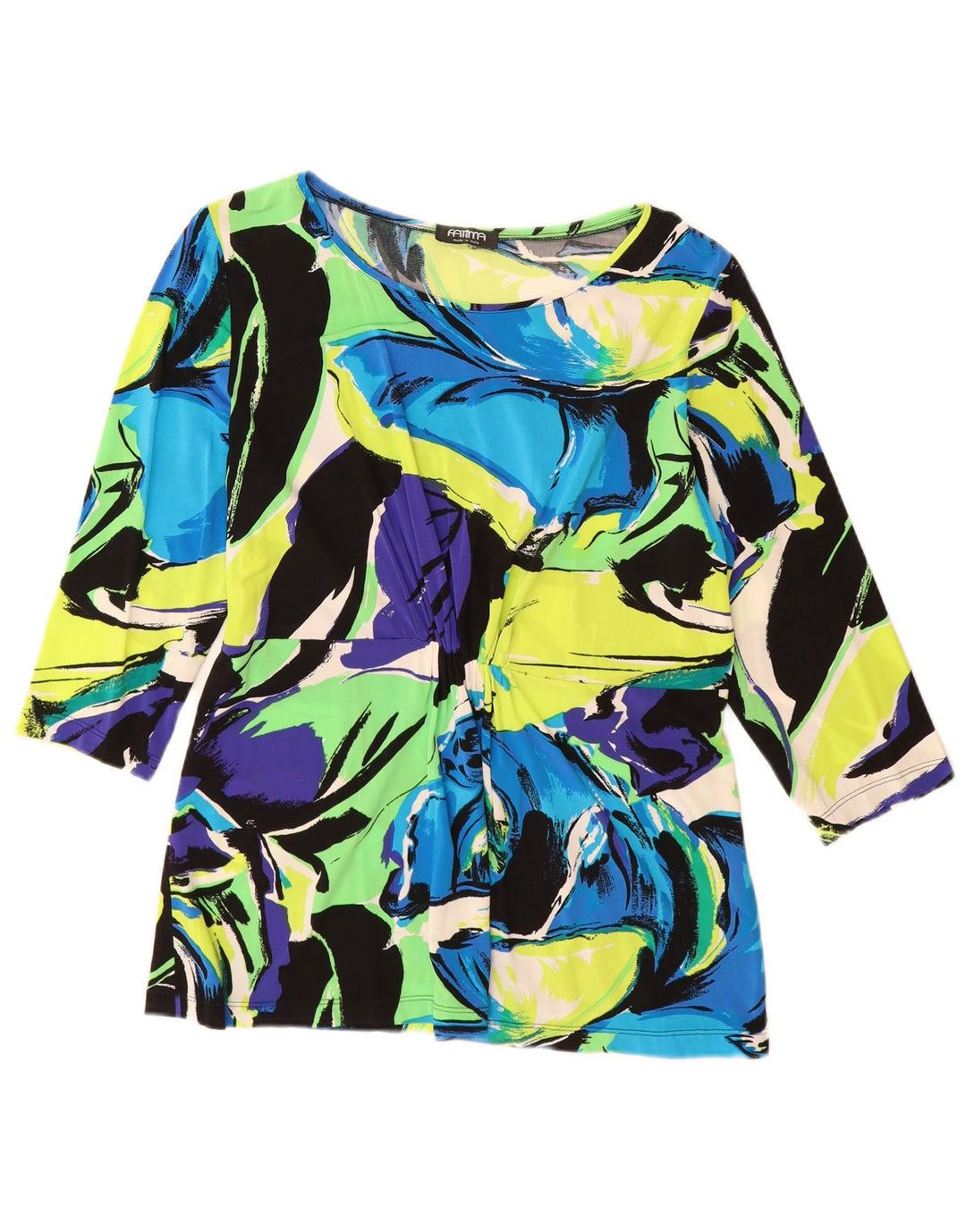 vintage Femme Top 3/4 Manches UK 12 Moyenne Multicolore Floral Viscose