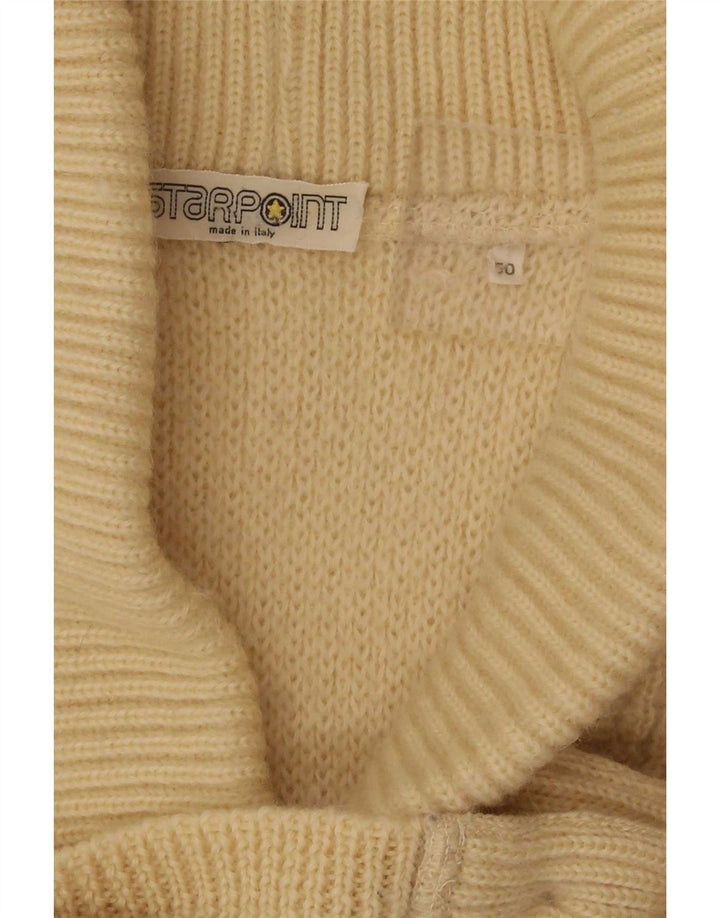 vintage Homme Cardigan Pull IT 50 Laine Beige Moyen