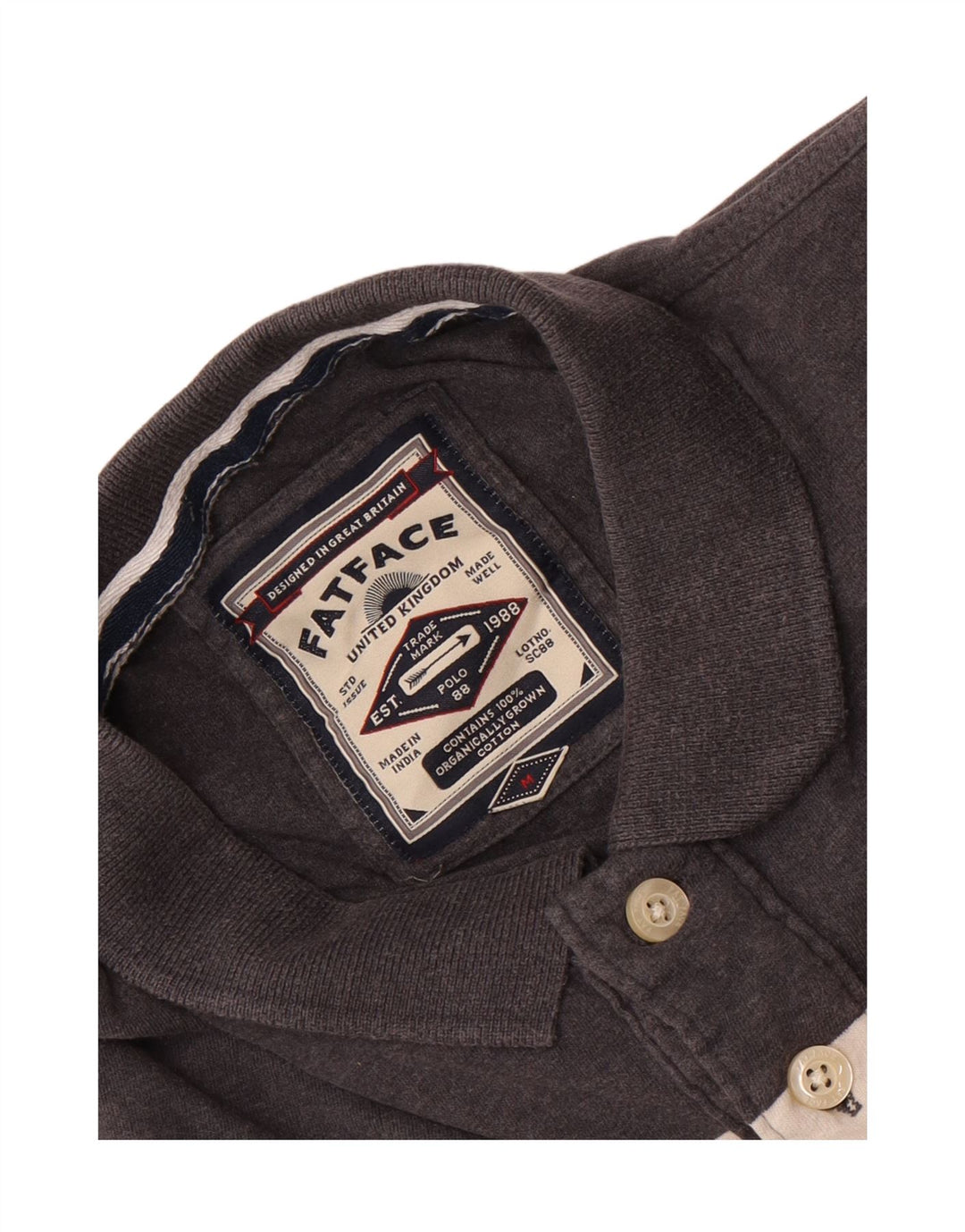Polo Homme Fat Face Coton Rayé Gris Moyen