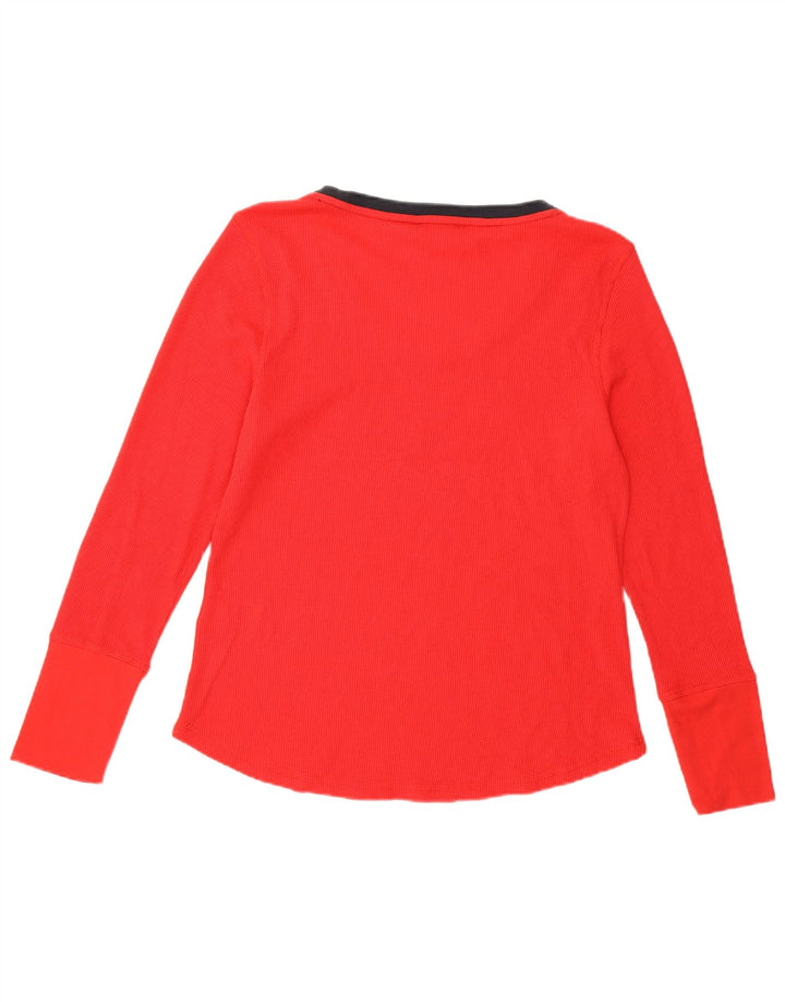 TOMMY HILFIGER Top Femme Manches Longues UK 16 Large Rouge Coton