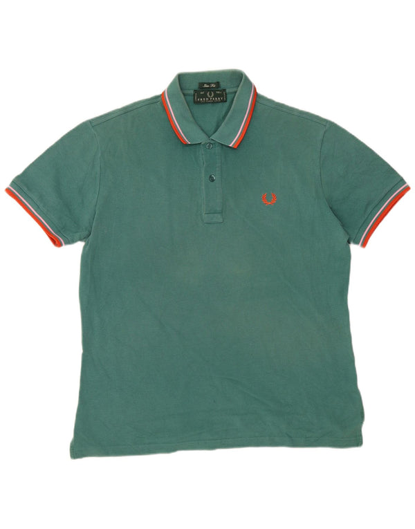 Fred Perry Polo Slim Fit Homme Vert Moyen Rayé Coton