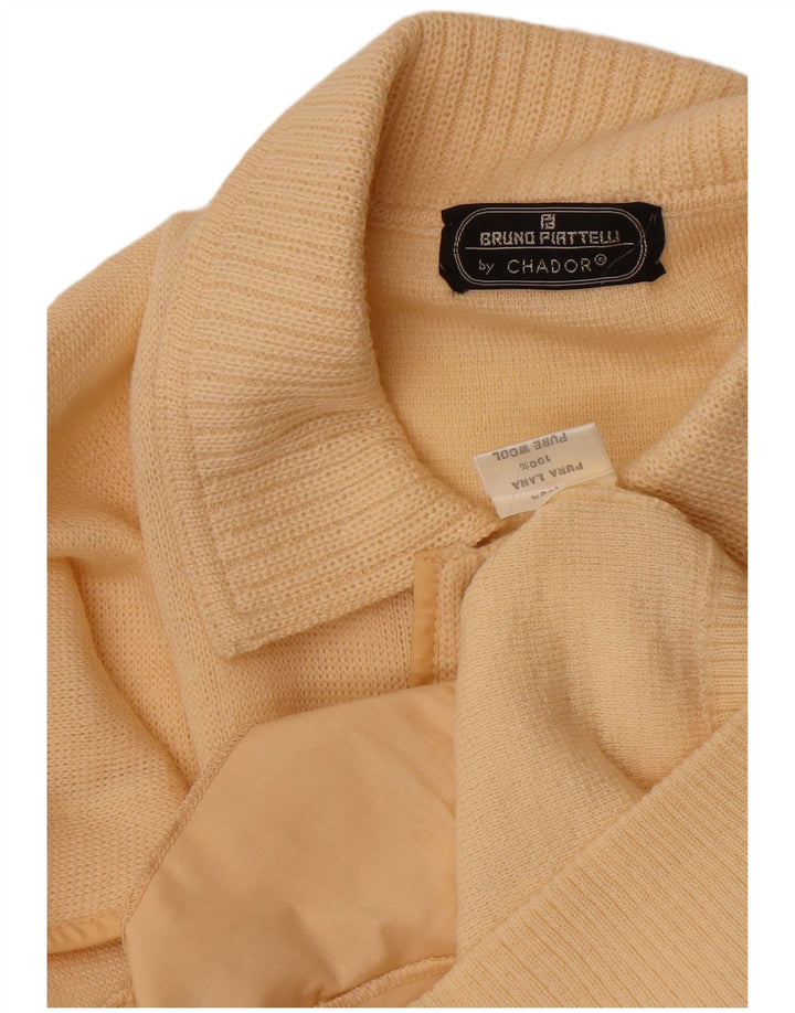 vintage Mens Cardigan Pull Moyen Beige Laine