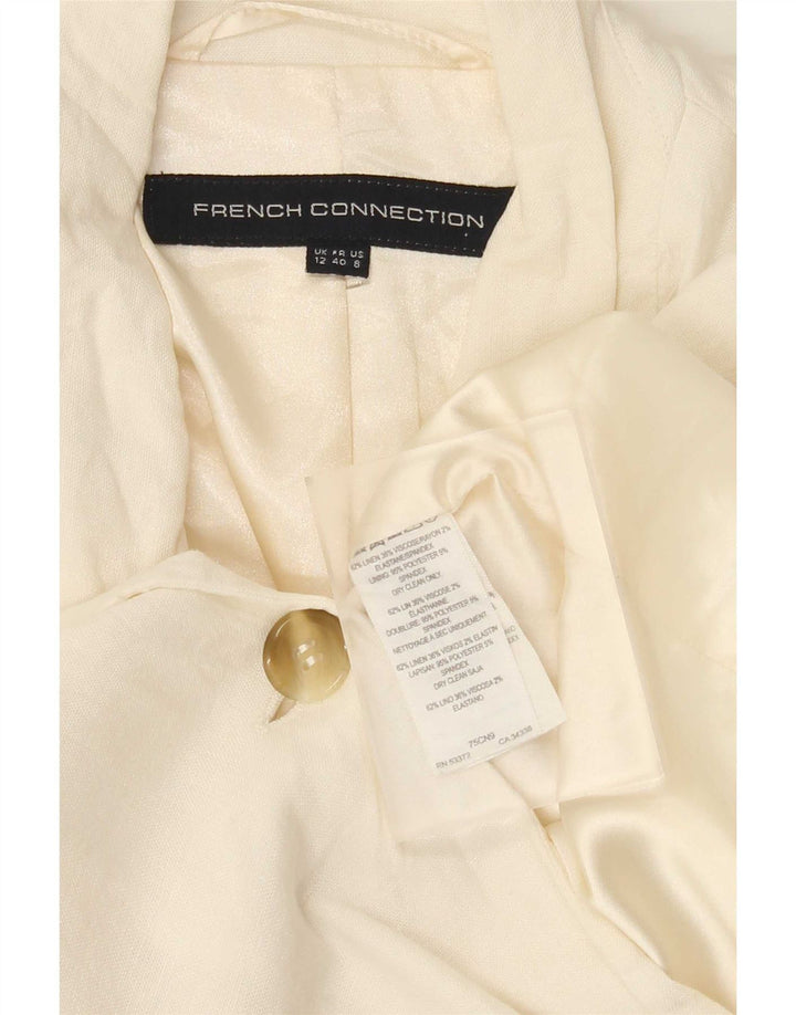 French Connection Veste Blazer 1 Bouton pour Femme UK 12 Lin Blanc Moyen