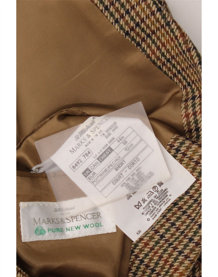 Marks & Spencer Veste blazer à 2 boutons pour homme UK 44 2XL Marron pied-de-poule