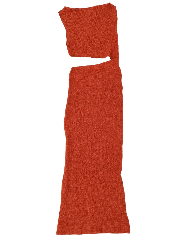 Robe longue moulante découpée pour femme Zara Polyester marron moyen