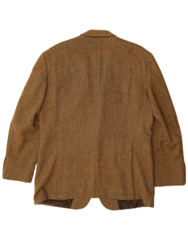HUGO BOSS Veste Blazer 2 Boutons Homme EU 56 3XL Marron à Carreaux Laine Vierge
