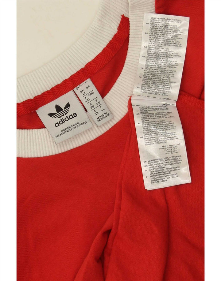 Adidas T-Shirt Femme Top UK 12 Coton Rouge Moyen