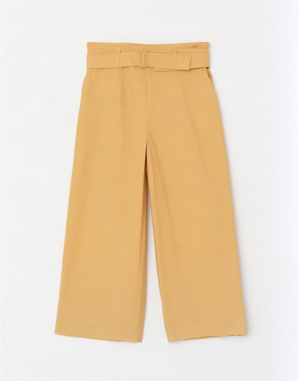 Topshop Pantalon court taille haute pour femme UK 14 Large W34 L26 Jaune